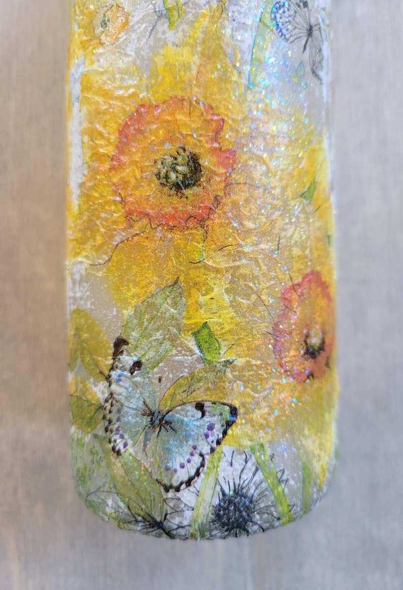 Daffodil Bottle Lamp | Upcycled Floral Light for Home  | Wildflower Gift