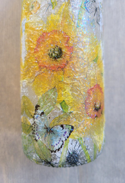 Daffodil Bottle Lamp | Upcycled Floral Light for Home  | Wildflower Gift