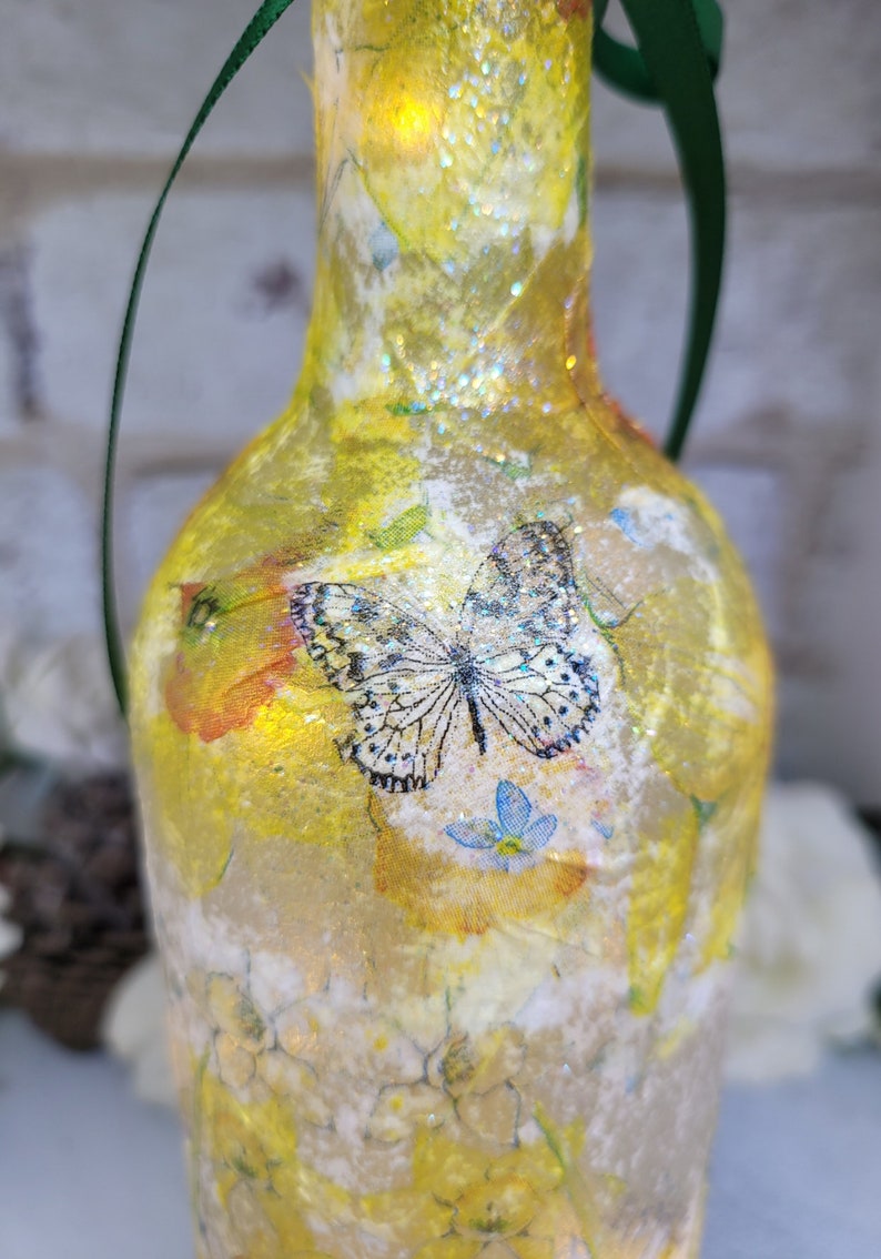 Daffodil Bottle Lamp | Upcycled Floral Light for Home  | Wildflower Gift