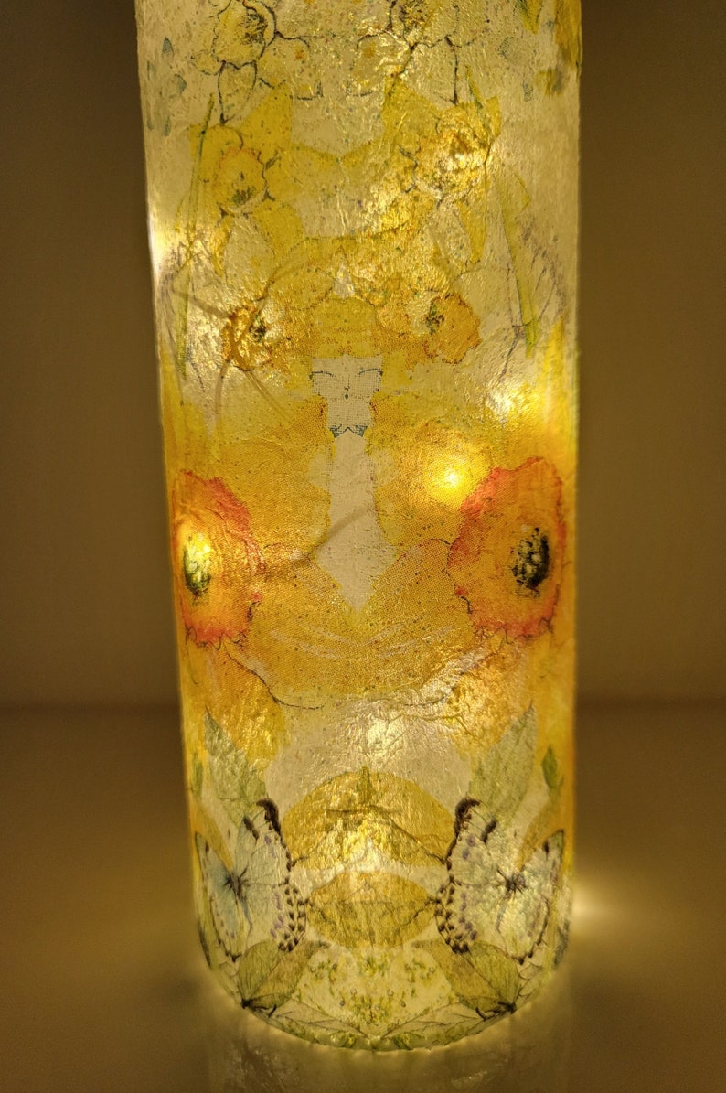 Daffodil Bottle Lamp | Upcycled Floral Light for Home  | Wildflower Gift