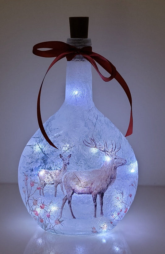 Stag Bottle Lamp | Handmade Deer Light | Woodland Home Decor | Christmas Gift for Nature Lover