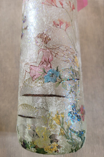 Fairy Bottle Lamp | Decoupage Handmade Light | Fantasy Themed Bedroom Decor