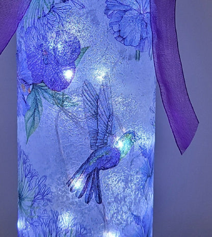 Hummingbird Bottle Lamp | Decoupage Bird Light | House warming gift | Nature decor