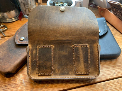 Handmade Leather Horizontal Phone Case,  Full Grain Buffalo Leather Holster, Made in USA