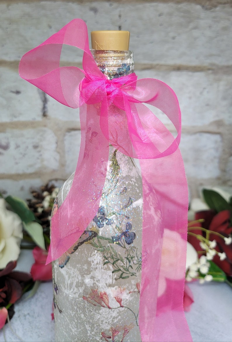 Fairy Bottle Lamp | Decoupage Handmade Light | Fantasy Themed Bedroom Decor
