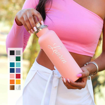 Personalized Insulated Stainless Steel 25oz Water Bottle | Custom Name Bottle | Laser Engraved Name or Logo Water Bottle  | Birthday Gift