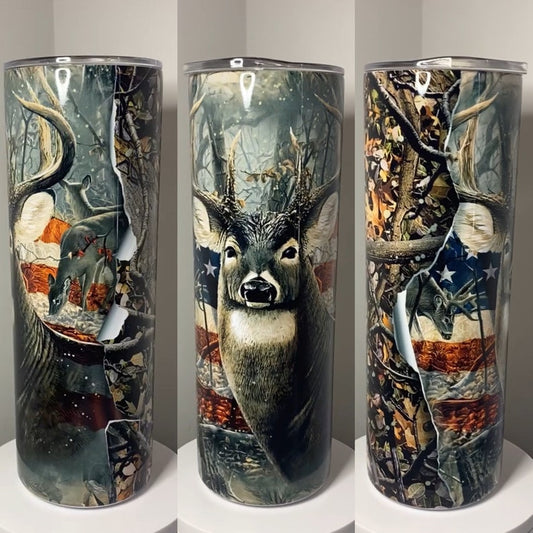 Deer Hunting Tumbler - 20oz 30oz - Custom Name - Insulated