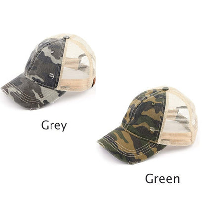 Mama Chenille Patch Camo Hat - Distressed Camouflage Cap
