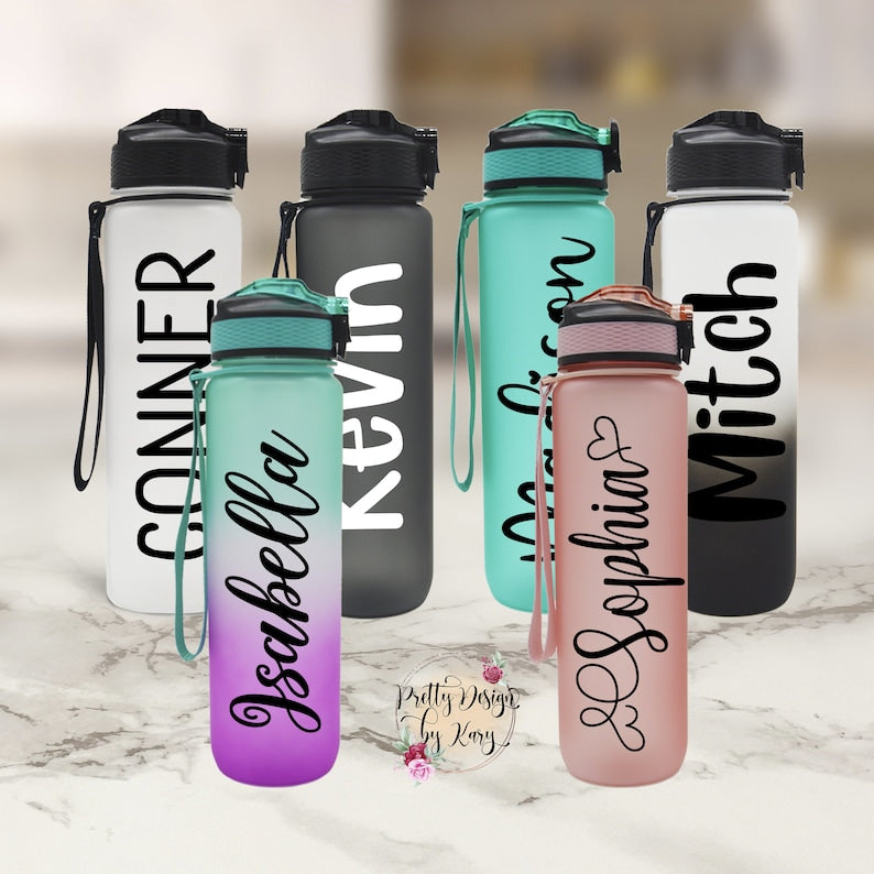 Custom Water Bottle Tracker | Motivational Water Bottle with Straw | Custom Tumbler | Water Bottle With Tracker | Personalized Water Bottle