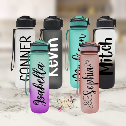 Custom Water Bottle Tracker | Motivational Water Bottle with Straw | Custom Tumbler | Water Bottle With Tracker | Personalized Water Bottle