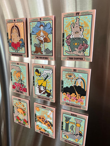 The Coffee Tarot Card PVC soft rubber 3D magnet, tarot card refrigerator magnet, coffee tarot card refrigerator 3D magnet, The Coffee Tarot