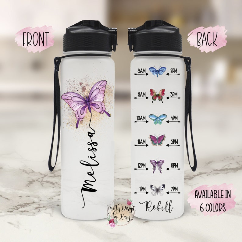 Butterfly Water Bottle | Butterflies Water Bottle | Butterfly Tumbler | Custom Water Bottle | Butterfly Gift | Butterfly Birthday | Tracker