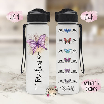 Butterfly Water Bottle | Butterflies Water Bottle | Butterfly Tumbler | Custom Water Bottle | Butterfly Gift | Butterfly Birthday | Tracker