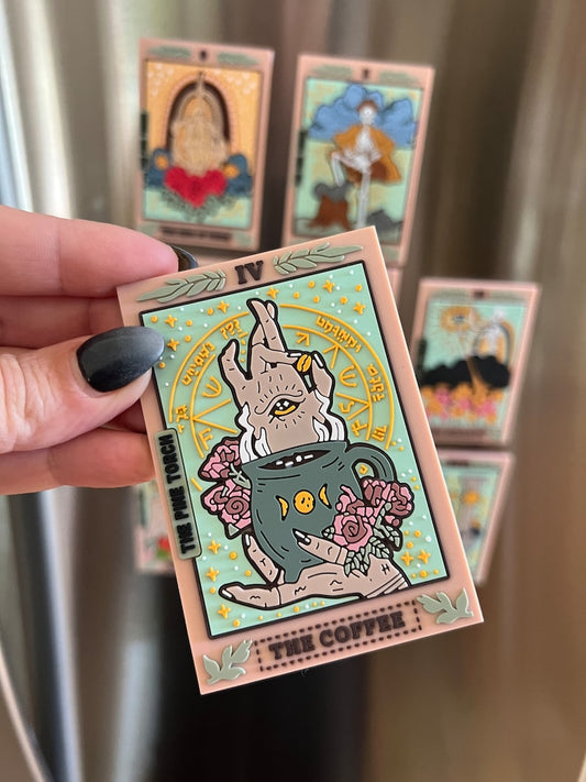 The Coffee Tarot Card PVC soft rubber 3D magnet, tarot card refrigerator magnet, coffee tarot card refrigerator 3D magnet, The Coffee Tarot