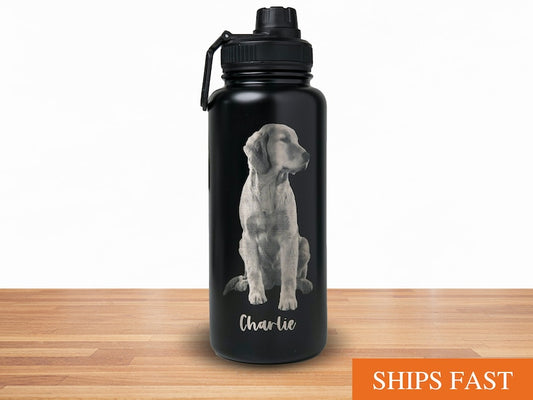Personalized Water Bottle 32oz, Custom Text, Logo or Photo Engraved Stainless Steel Bottle Double Walled Vacuum Insulated, Personalized Gift
