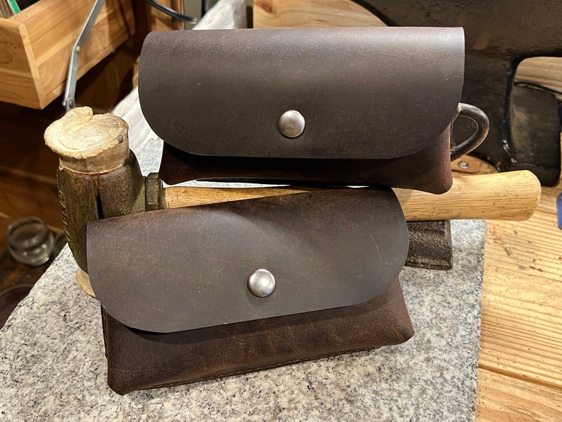 Handmade Leather Horizontal Phone Case,  Full Grain Buffalo Leather Holster, Made in USA