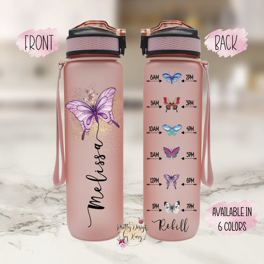 Butterfly Water Bottle | Butterflies Water Bottle | Butterfly Tumbler | Custom Water Bottle | Butterfly Gift | Butterfly Birthday | Tracker
