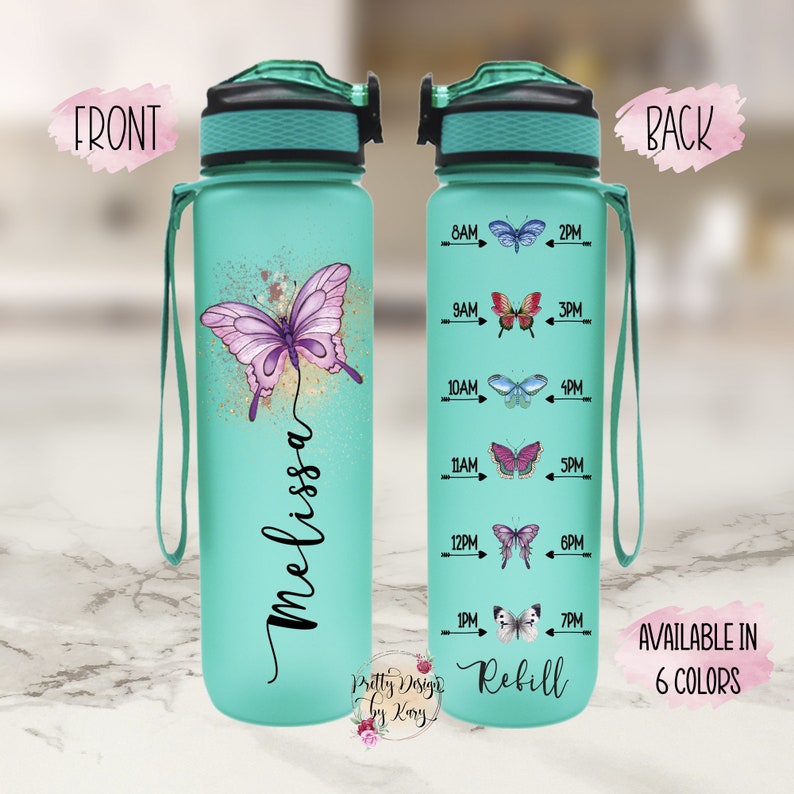 Butterfly Water Bottle | Butterflies Water Bottle | Butterfly Tumbler | Custom Water Bottle | Butterfly Gift | Butterfly Birthday | Tracker