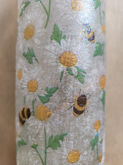 Bumble Bee & Daisy Bottle Lamp | Decoupage Wildflower and Bee Light | Nature Inspired Decor
