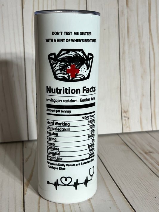 Nursing 20oz Tumbler, Hot or Cold Liquids, Stainless Steel Cup, Travel Cup, Funny Nurse Cup