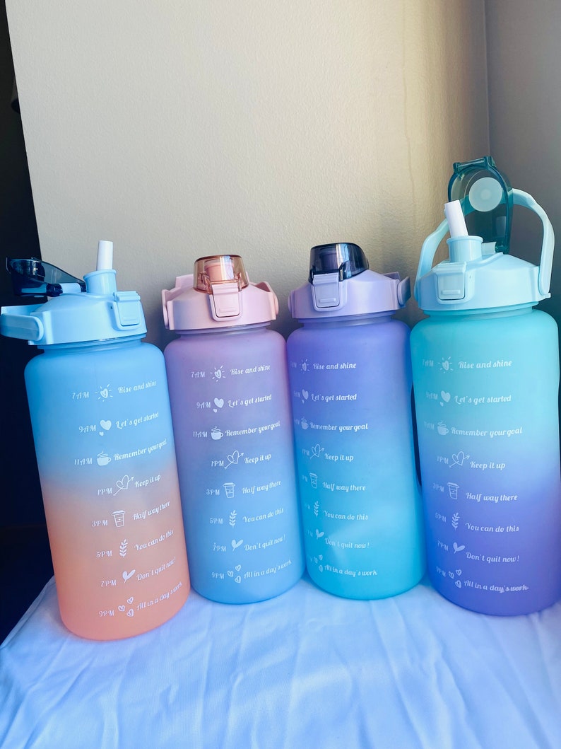 64oz Motivational Water Bottle with Time Marker & Straw