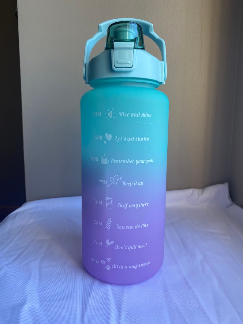 64oz Motivational Water Bottle with Time Marker & Straw