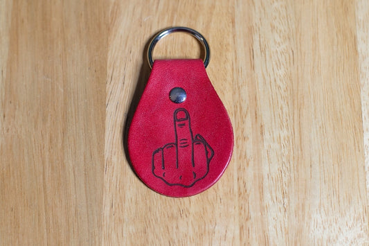 Middle Finger F-you Leather Keychain