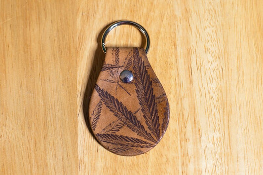 Cannabis Leaves Leather Keychain