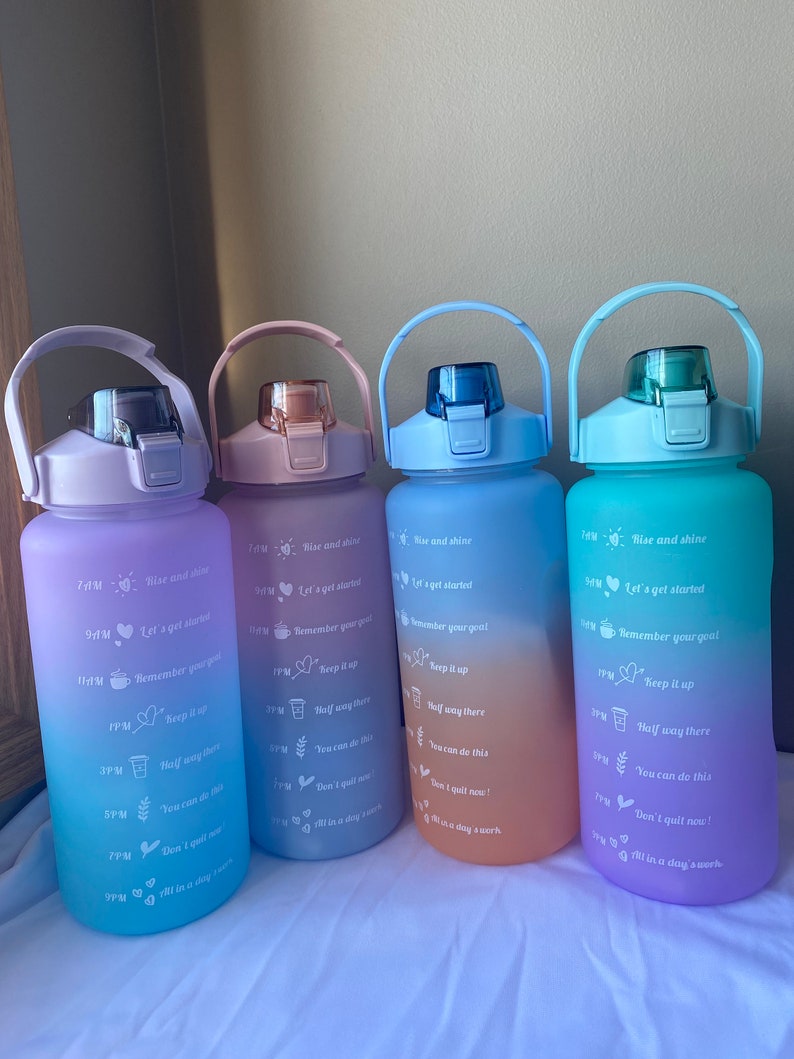 64oz Motivational Water Bottle with Time Marker & Straw