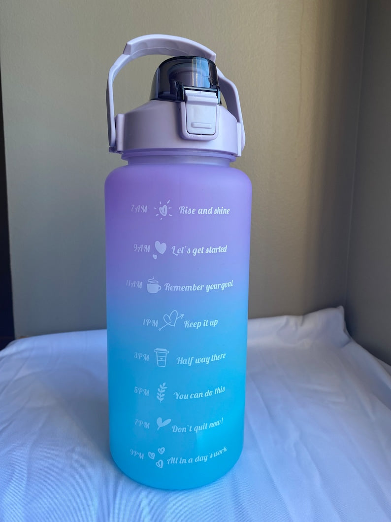 64oz Motivational Water Bottle with Time Marker & Straw