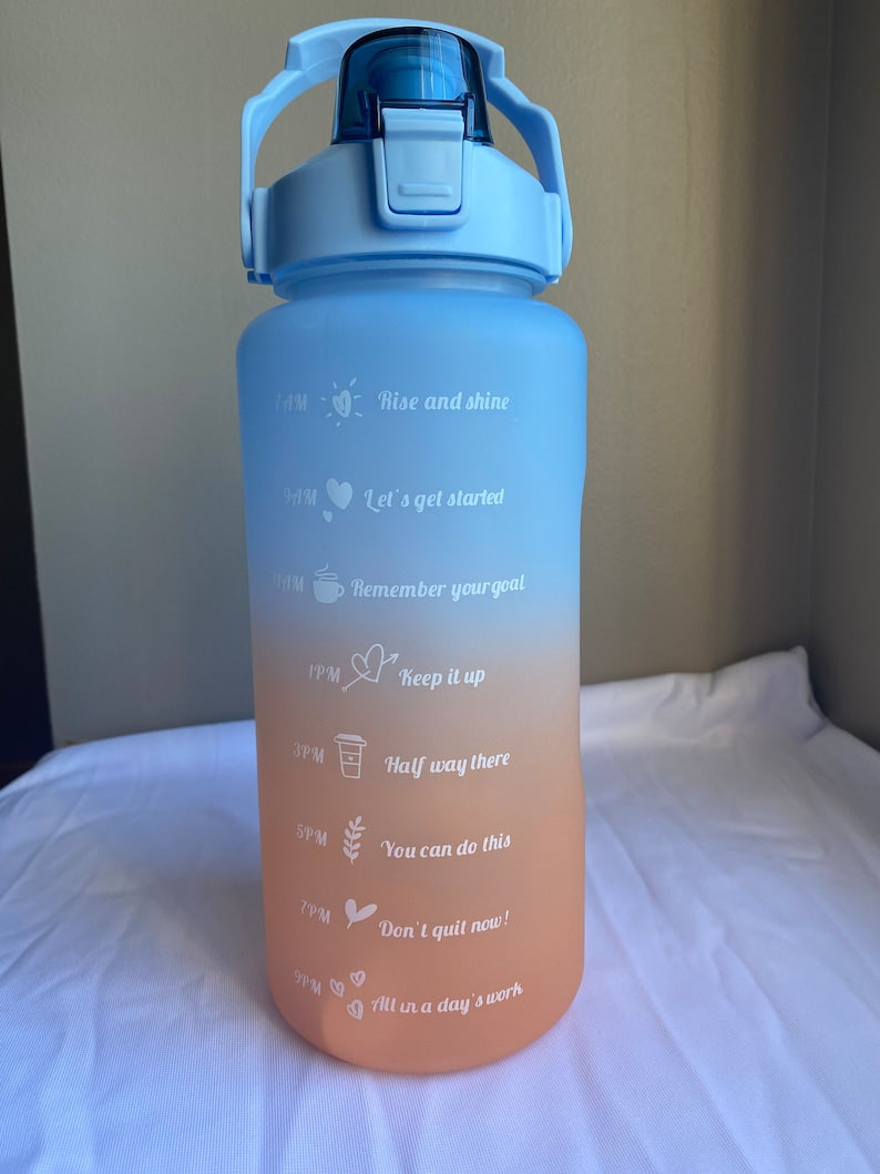 64oz Motivational Water Bottle with Time Marker & Straw