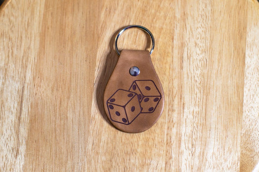 Dice Snake Eyes Leather Keychain