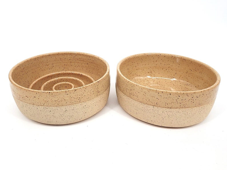 Food or Water 1/3 Dip Handmade Ceramic Dog Bowl | Pottery | Dog Feeder