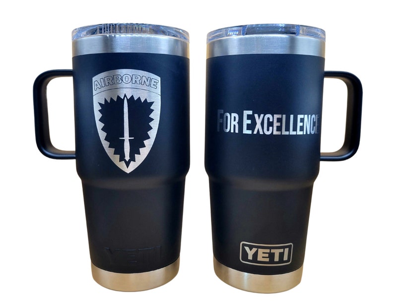Personalized YETI 20 oz Travel Mug with Handle – Laser Etched, Company Logo Gift