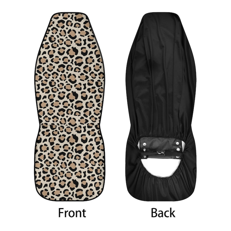 Beige Fun Leopard Print Car Seat Cover Full Set, Hippie Seat Cover For Women, Front And Back Car Seat Covers, Seat Cover Vehicle, Car Gift