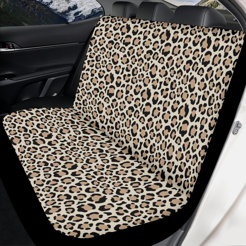 Beige Fun Leopard Print Car Seat Cover Full Set, Hippie Seat Cover For Women, Front And Back Car Seat Covers, Seat Cover Vehicle, Car Gift