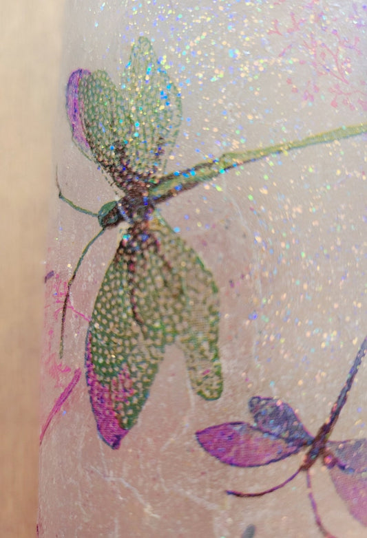 Dragonfly Bottle Lamp LED Light | Nature Decor | Handmade Glass Gift | Cottagecore