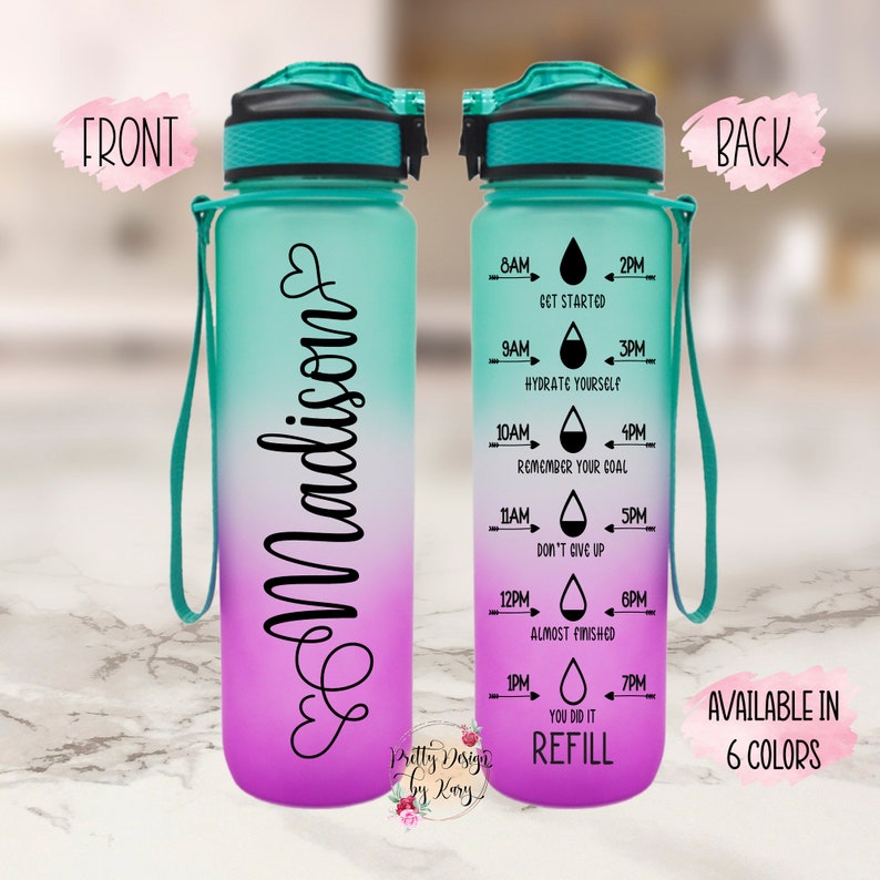 Personalize Water Bottle | Custom Water Bottle | Motivation Water Bottle | Water Bottle with Track | Measure Water Bottle | Custom Tumbler