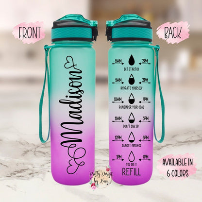 Personalize Water Bottle | Custom Water Bottle | Motivation Water Bottle | Water Bottle with Track | Measure Water Bottle | Custom Tumbler