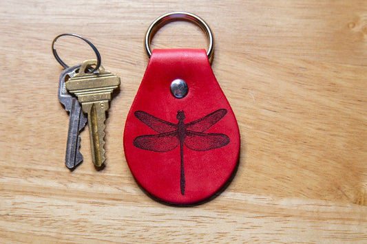 Dragonfly Leather Keychain