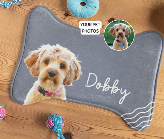Custom Dog Mats Using Pet Photo + Name Personalized Dog Food Mat Custom Dog Floor Placemat Custom Dog Bowl Mat Personalized Colorful Dog Mat