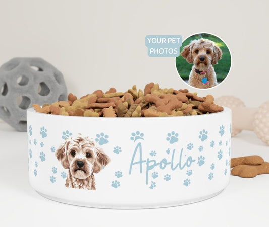 Custom Dog Bowl Using Pet Photo With Name Personalized Pet Bowl Personalized Cat Bowl Custom Pattern Dog Bowl Personalized Pet Portrait Bowl