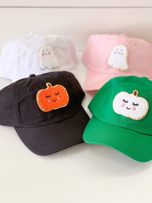 Friendly Ghost and Pumpkin Patch Hat - Kids BaseBall Cap