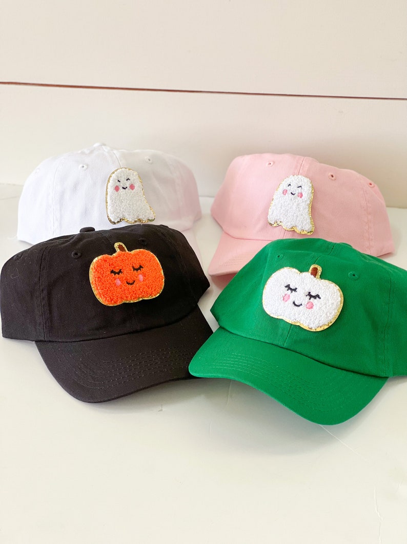 Friendly Ghost and Pumpkin Patch Hat - Kids BaseBall Cap