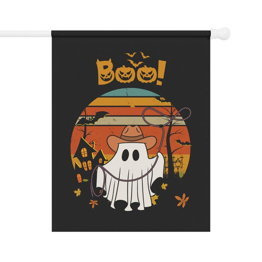 Halloween Garden Flag: Cowboy Ghost, Spooky Western Decor