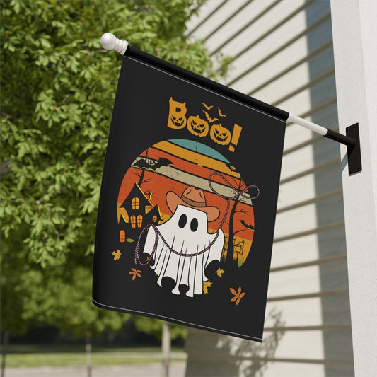 Halloween Garden Flag: Cowboy Ghost, Spooky Western Decor