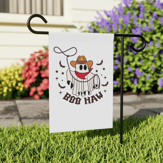 Boo Haw Halloween Garden Flag: Cowboy Ghost Fall Decor