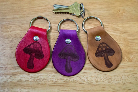 Magic Mushroom Leather Keychain