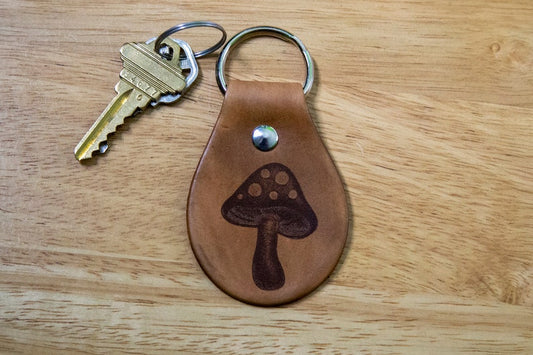 Magic Mushroom Leather Keychain