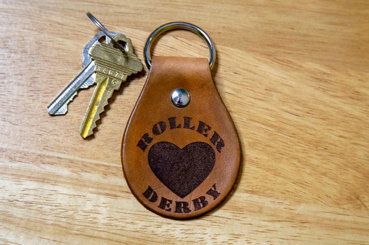 Roller Derby Love Leather Keychain